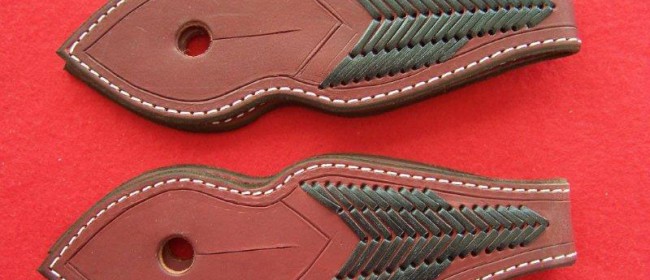 Latigo doubled and stiched Slobber leathers with Kangaroo Lacing